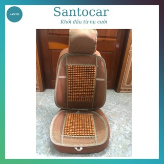 Tựa lưng ghế ô tô hạt gỗ, tấm bọc lót ghế tựa lưng ô tô đan hạt gỗ cao cấp - Santocar
