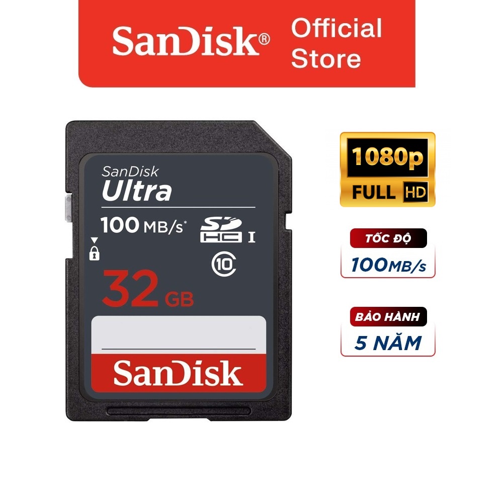 Thẻ nhớ SD Sandisk Ultra GN3 32GB 100MB/s UHS-I (cho máy ảnh)