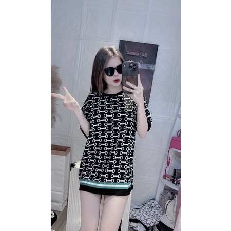 Áo thun nữ dây chun full viền xanh from dáng rộng,diện đơn,diện đôi,phong cách thời trang thể thao