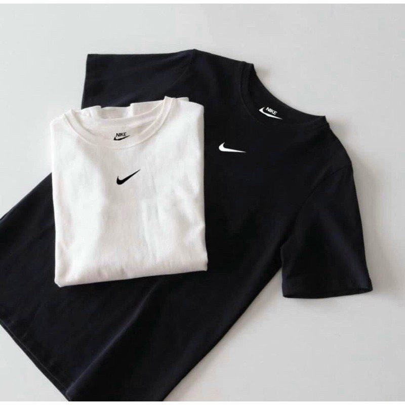 Áo thun Unisex Ni.ke cotton 100% - Ảnh thật_ Áo phông trắng vạch nike_áo phông đen basic