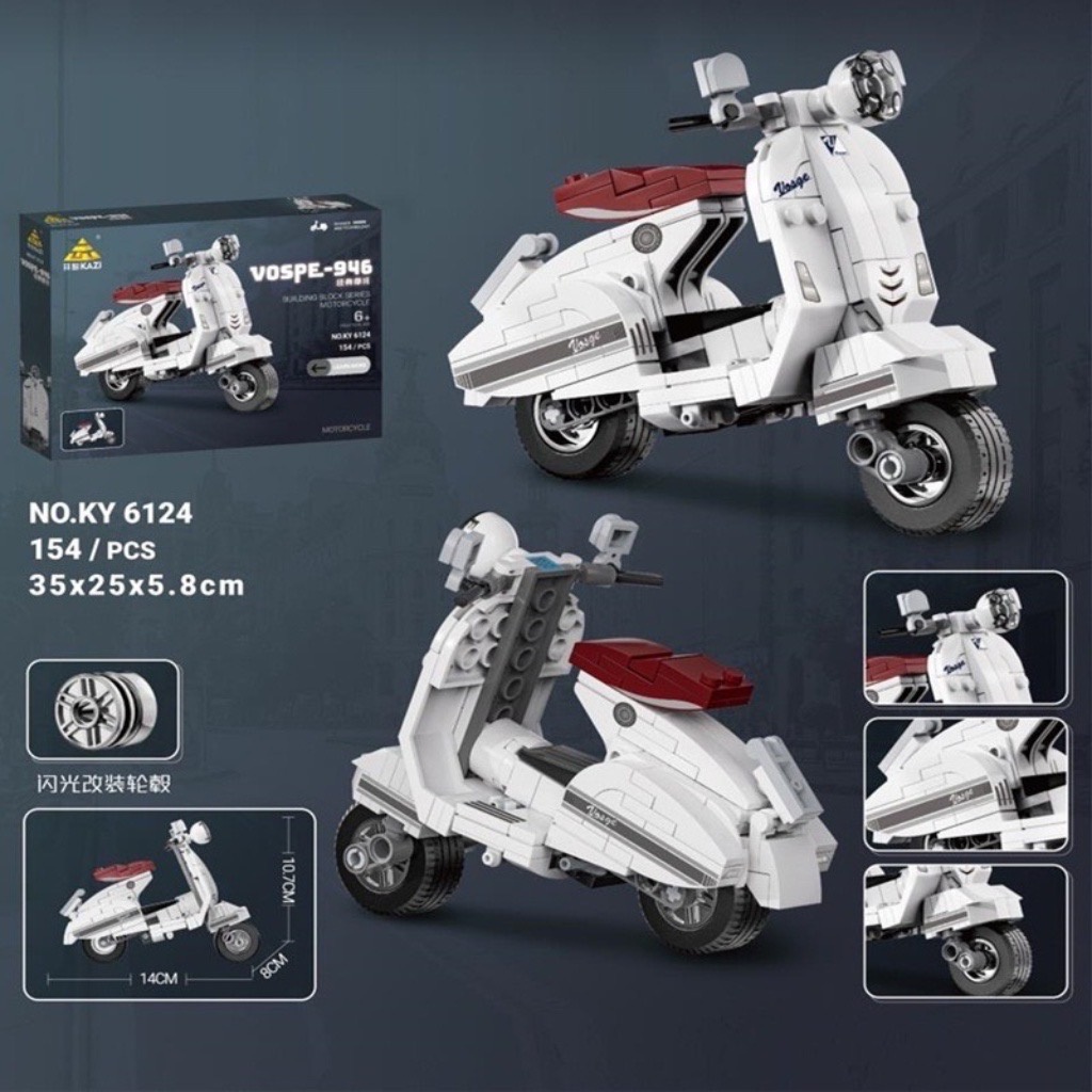 Lắp ráp xe máy Vespa mô hình LEGO - Bộ quà tặng , Decor trang trí. Đồ chơi cho bé trai, bé gái