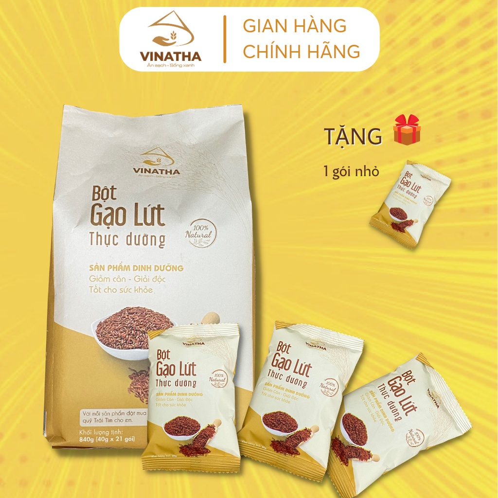 Bột Gạo Lứt Thực Dưỡng Vinatha - Giảm Mỡ, Đẹp Da, Tốt Cho Sức Khỏe ( Túi 840Gram - 21...