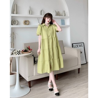 Đầm bầu công sở Shopbongbo-MA1210 Váy bầu chất đũi kết hợp sau sinh