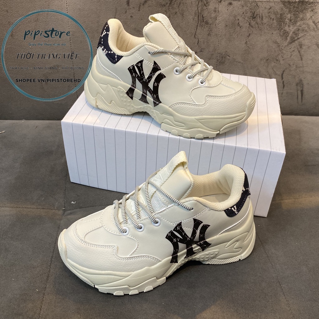 Giày MLB Ny chữ đen gót đen, Giày mlb ny gót gấm in 3D đế tách size 36-43