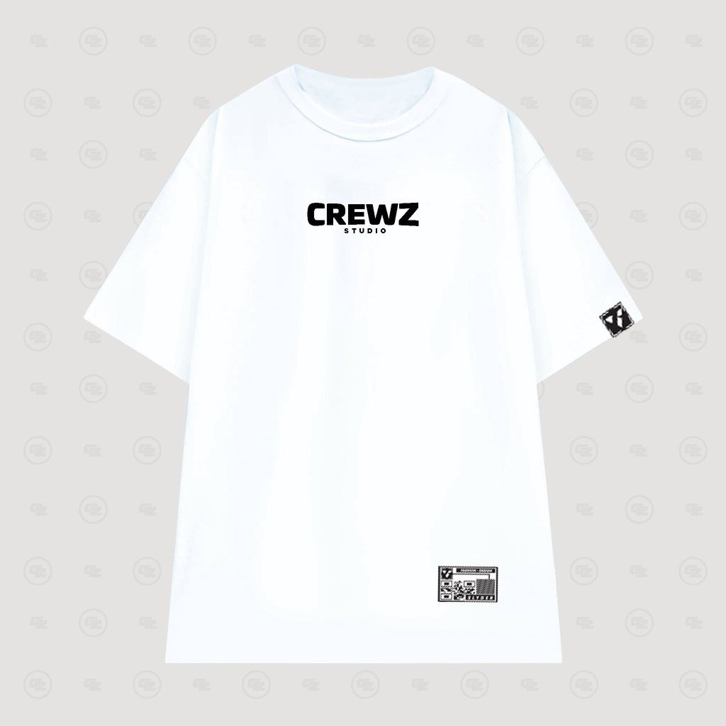 Áo Thun Unisex Local Brand  In Logo CREWZ,Áo Thun Tay Lỡ Phong Cách Hàn Quốc Nam Nữ Mặc Cực Chất
