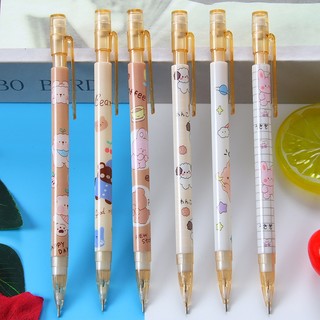 Bút chì bấm gấu nâu kèm tẩy - vpp thỏ hồng