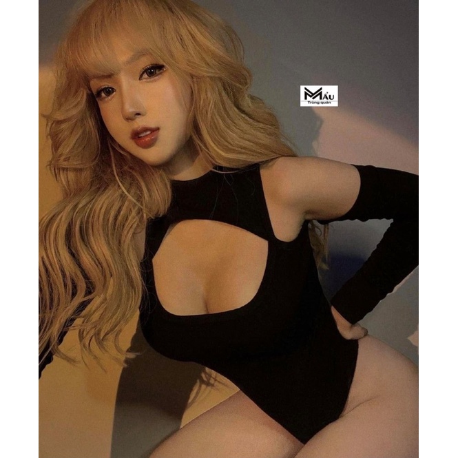 Áo bodysuit nữ khoét MẨU chất bozip co giãn năng động tôn dáng