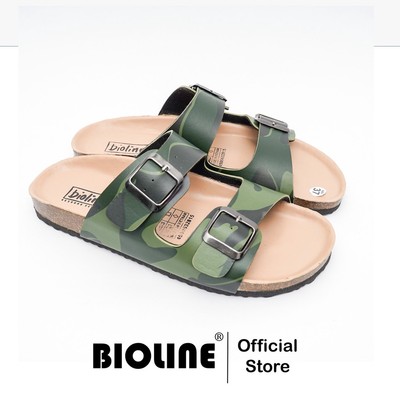 R01 - Dép Birrken Đế Trấu BIOLINE Official Quai Ngang Da PU Camo Rằn Ri Thiết Kế Unisex Nam Nữ