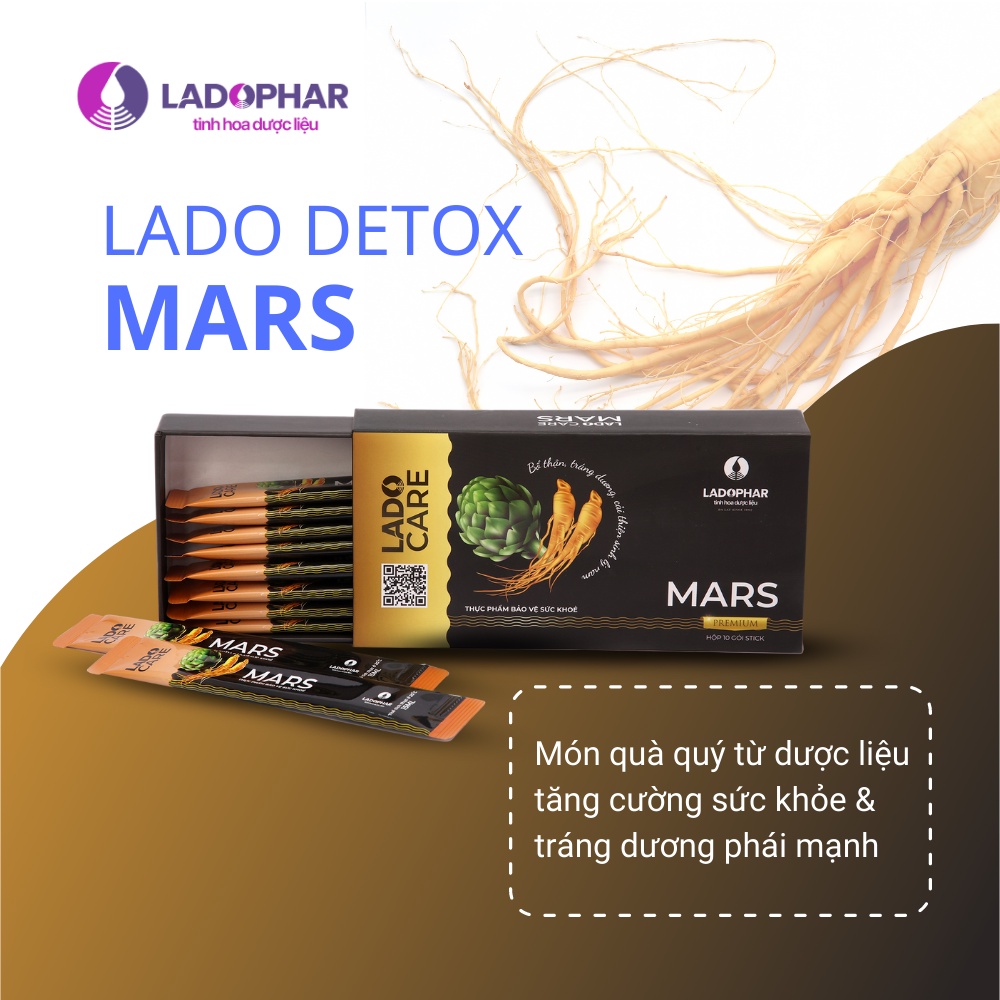 Nước tăng cường sức khỏe Nam Ladophar Lado Care Mars Hộp 10 Gói