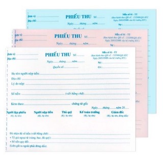 Phiếu thu / phiếu chi 3 liên 13x19cm