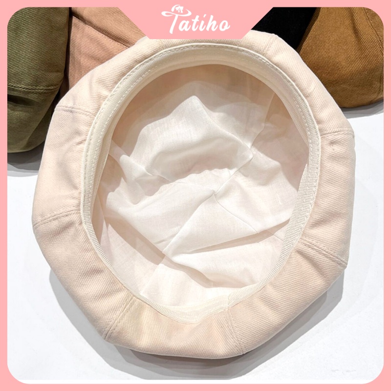Nón nồi unisex nam nữ, mũ beret chất Cotton họa tiết trơn đen nâu be phong cách Hàn Quốc thời trang basic - mã NV063