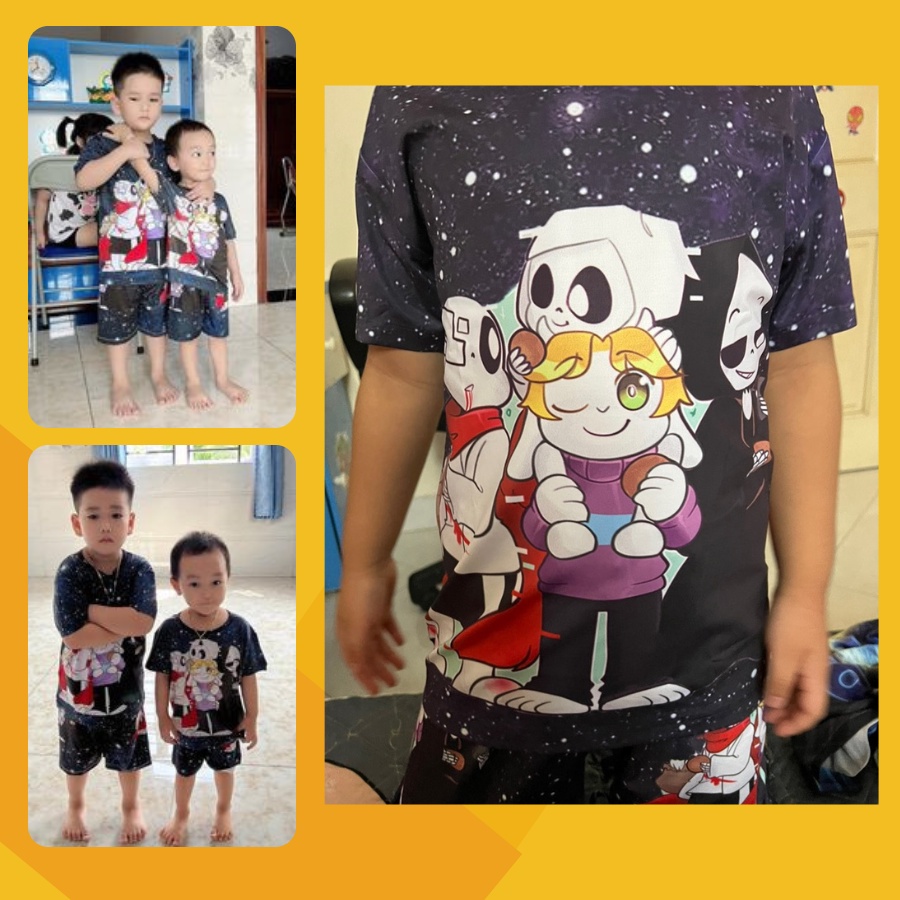 Đồ bộ bé trai, bộ thun lạnh in 3D hình Sans, Error Sans, Ink Sansho mịn mát size đại từ 10kg - 57kg