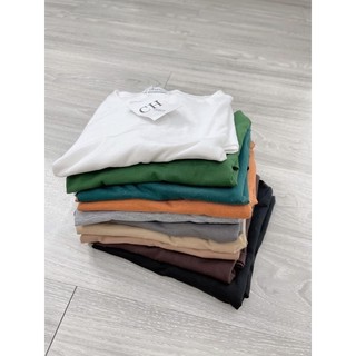 Áo cổ tròn form rộng cotton khô