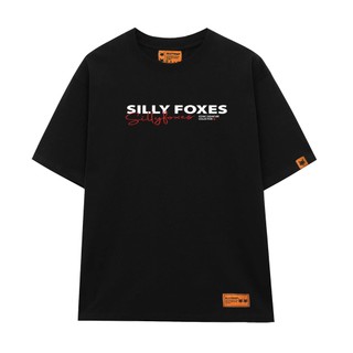 Áo thun local brand iconic signature silly foxes đen cam - slf0011