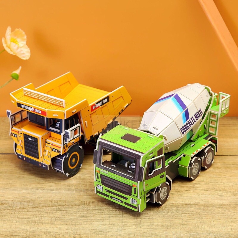 Đồ Chơi Giáo Dục Mô Hình Lắp Ráp 3D Bằng Giấy Bìa Xốp Cho Bé - Xe Công Trường