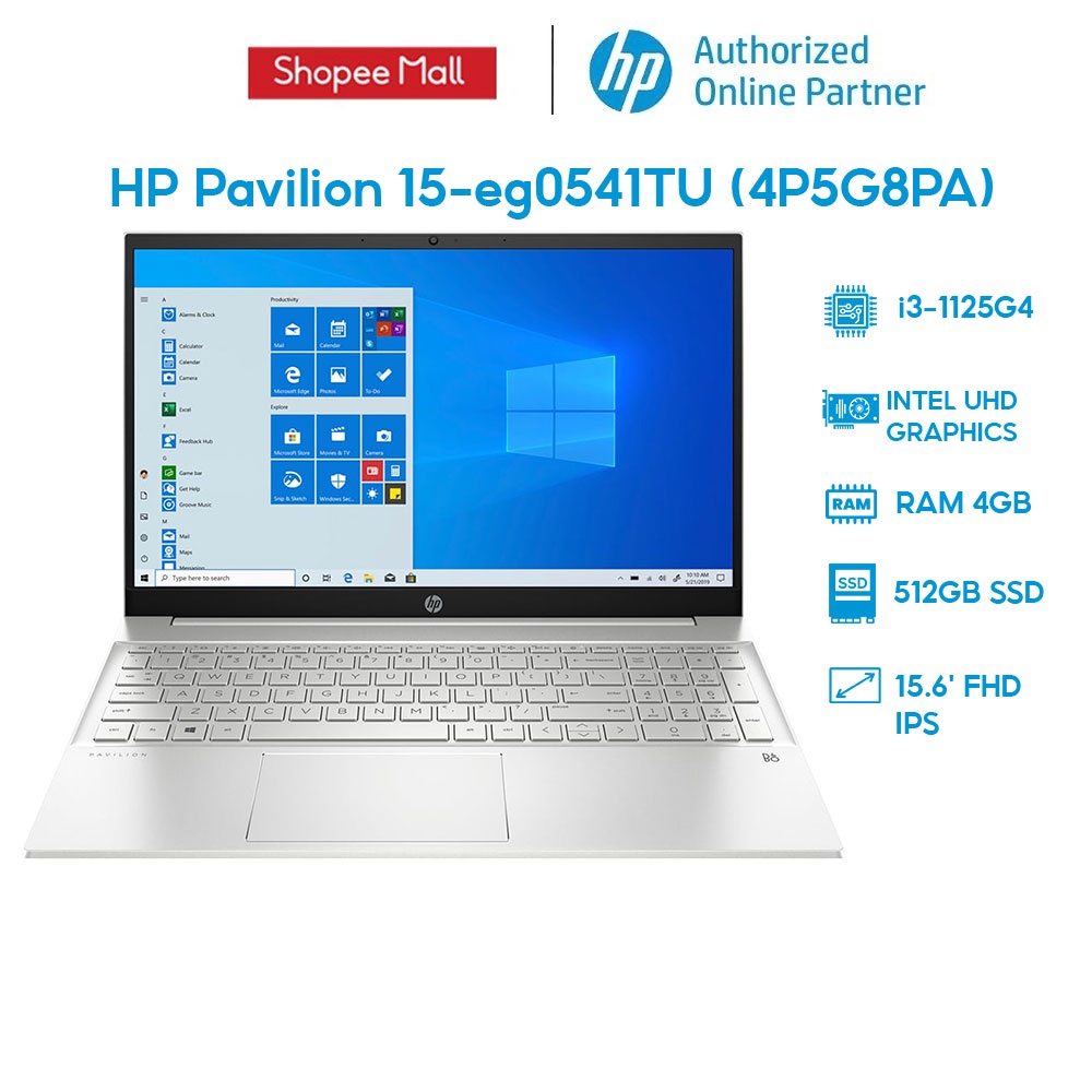[Mã ELHP128 giảm 12% đơn 10TR] Laptop HP Pavilion 15-eg0541TU 4P5G8PA i3-1125G4 | 4GB | 512GB | 15.6'