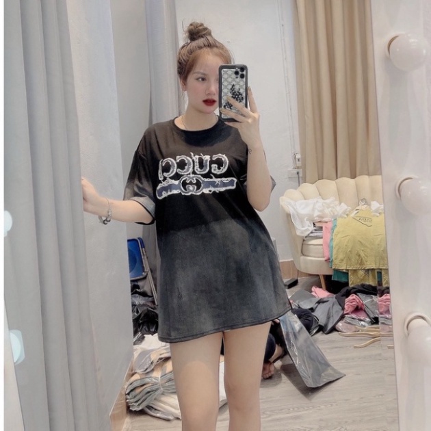 S123 Áo Cộc tay Gucci In Hình Tia Sét Áo Thun Gucci BLADE Form Rộng - áo phông nam nữ Cotton 100% Mát Mịn