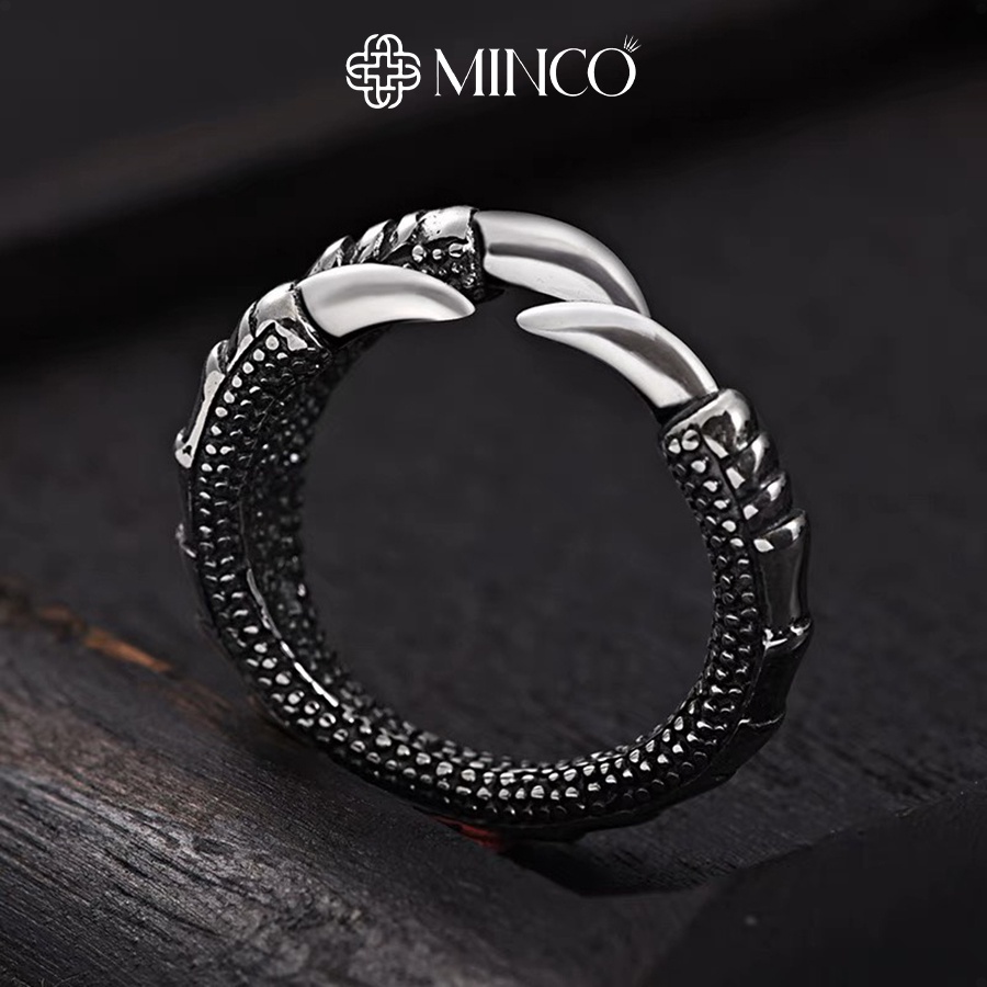 Nhẫn Nam Vuốt Rồng Minco Accessories Nhẫn Nam Black Stone phong cách thời trang sang trọng cá tính NT132