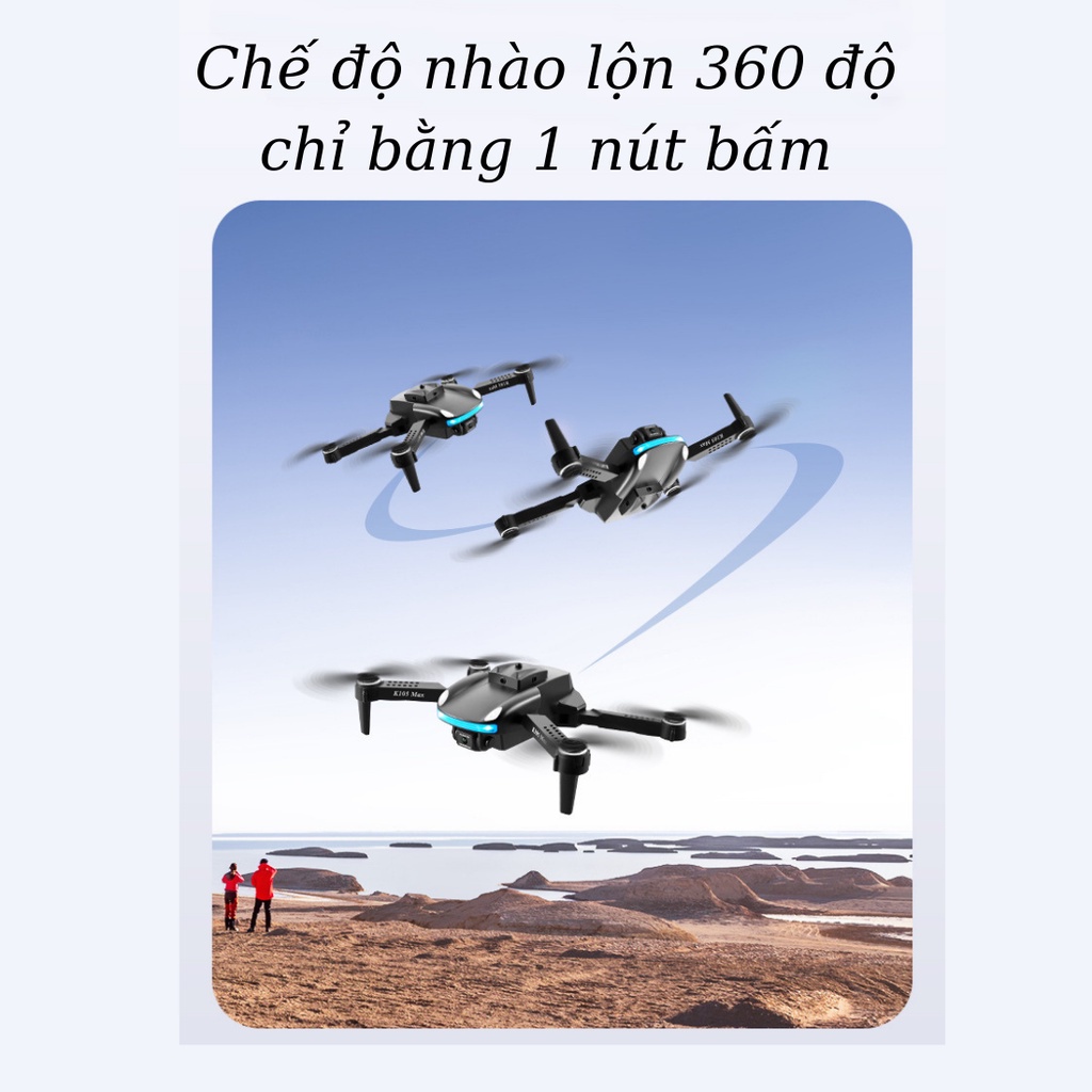Flycam Mini K105 Max Tránh Trướng Ngại Vật Đa Hướng, Máy Bay Drone Chụp Ảnh Trên Không Độ Net 4K Cảm Biến Nhào Lộn 360°