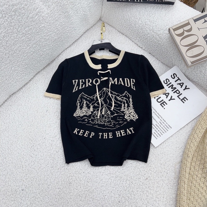 Áo Len Mongtoghi Dáng Croptop Phối Màu Xinh Mã TH10