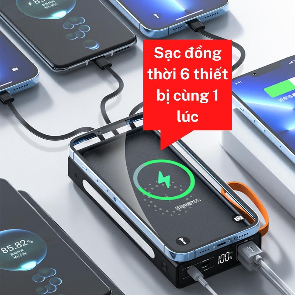 Sạc dự phòng không dây Mobifone 20000mah, sạc siêu nhanh, sạc đồng thời 6 thiết bị, có đèn Led chiếu siêu sáng