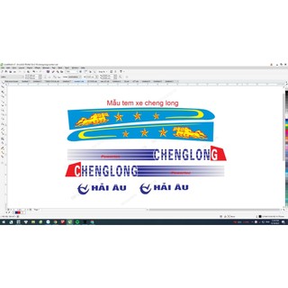 Bộ Tem decal dán xe tải cheng long, tem sao dán nóc, tem dán cửa