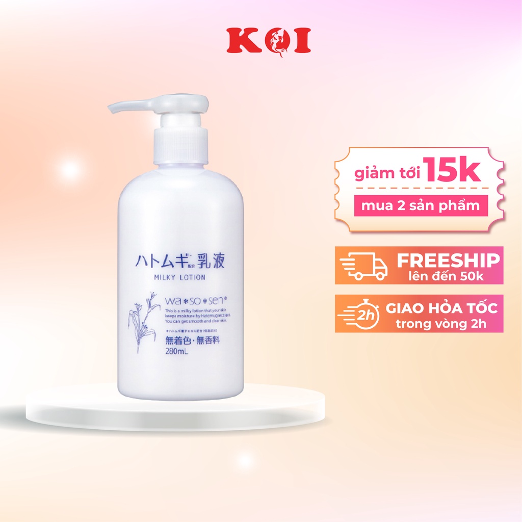 Sữa dưỡng thể chiết xuất ý dĩ Hatomugi Wasosen Milky Lotion 280ml