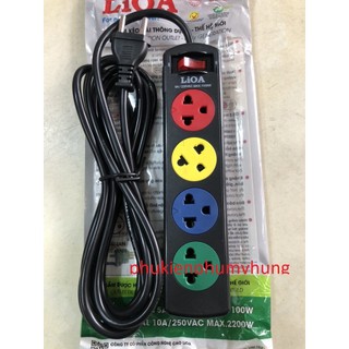 Ổ cắm điện Lioa 4 lỗ 2 chấu có công tắc dài 3m MẪU MÃ MỚI