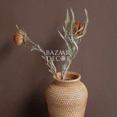 Bó hoa khô Banskia quả tròn mini nhập khẩu Nam Phi 40cm