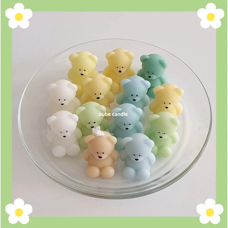 Nến Thơm Tạo Hình Gấu Nhỏ Đáng Yêu Quà Tặng Decor Phòng Tinh Dầu Thư Giãn Cao Cấp | Oube Candle