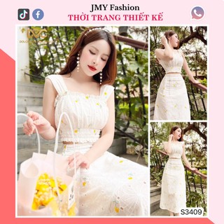 S3409 Set áo 2 dây kèm chân váy dáng dài [DVC&ACC] set váy đầm tiểu thư áo croptop chân váy hoa nhí