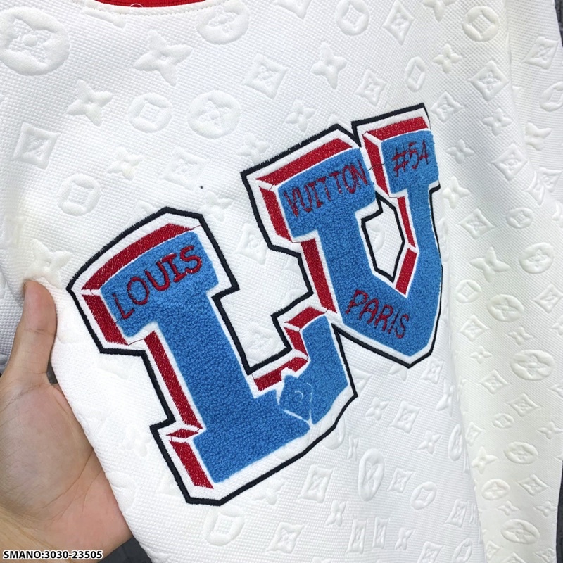 Áo phông nam nữ Eo Vì vải xốp dệt nổi vân hoa thêu logo chữ bông xù xanh bo ống đỏ siêu dày dặn AP125P