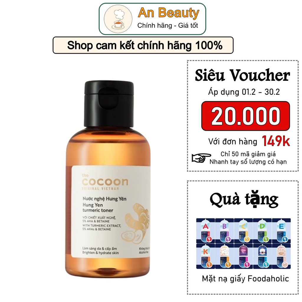 Toner nước nghệ Hưng Yên Cocoon - Nước cân bằng nghệ Cocoon 140ml sáng da mịn màng
