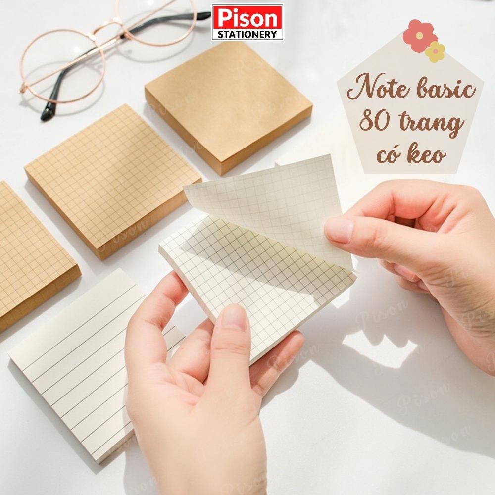 Giấy ghi chú hình vuông basic KRAFT Pison 80 trang giấy note ghi nhớ lên