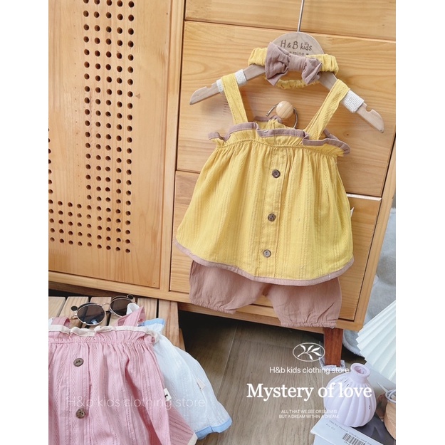 Bộ bé gái đũi hai dây kèm nơ đầu bé 8-20kg