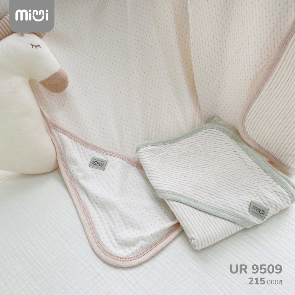 Chăn ủ cho bé Ualarogo vải Organic Cotton có mũ che đầu mềm mịn giữ ấm đa năng làm chăn đắp 9509