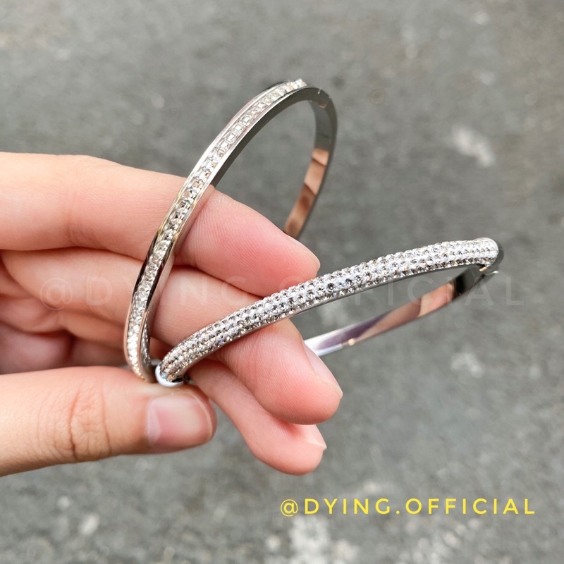 Kiềng/Vòng Cuff Đính Đá - Thép Titan KHÔNG RỈ