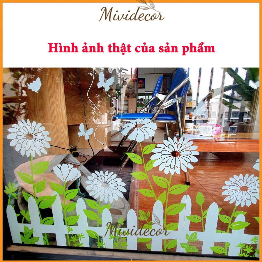 Decal dán kính Mividecor dán cửa kính chân tường hoa nhỏ