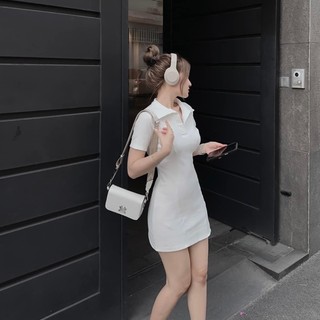 ĐẦM POLO XẺ ĐÙI 2 MÀU