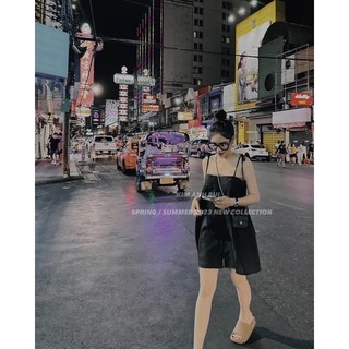 Váy đũi phối ren 2 dây buộc nơ
