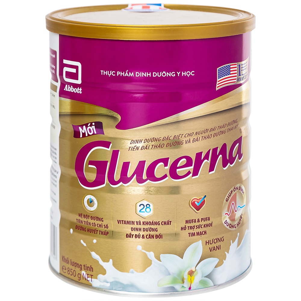 Sữa bột Glucerna Vani 850g cho người tiểu đường Úc màu hồng Date 2025