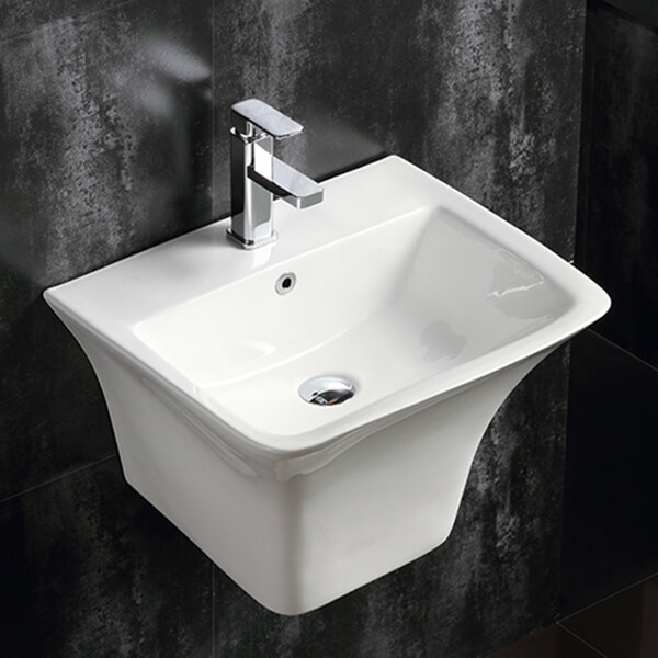 Lavabo liền khối chữ nhật kèm bát treo tường