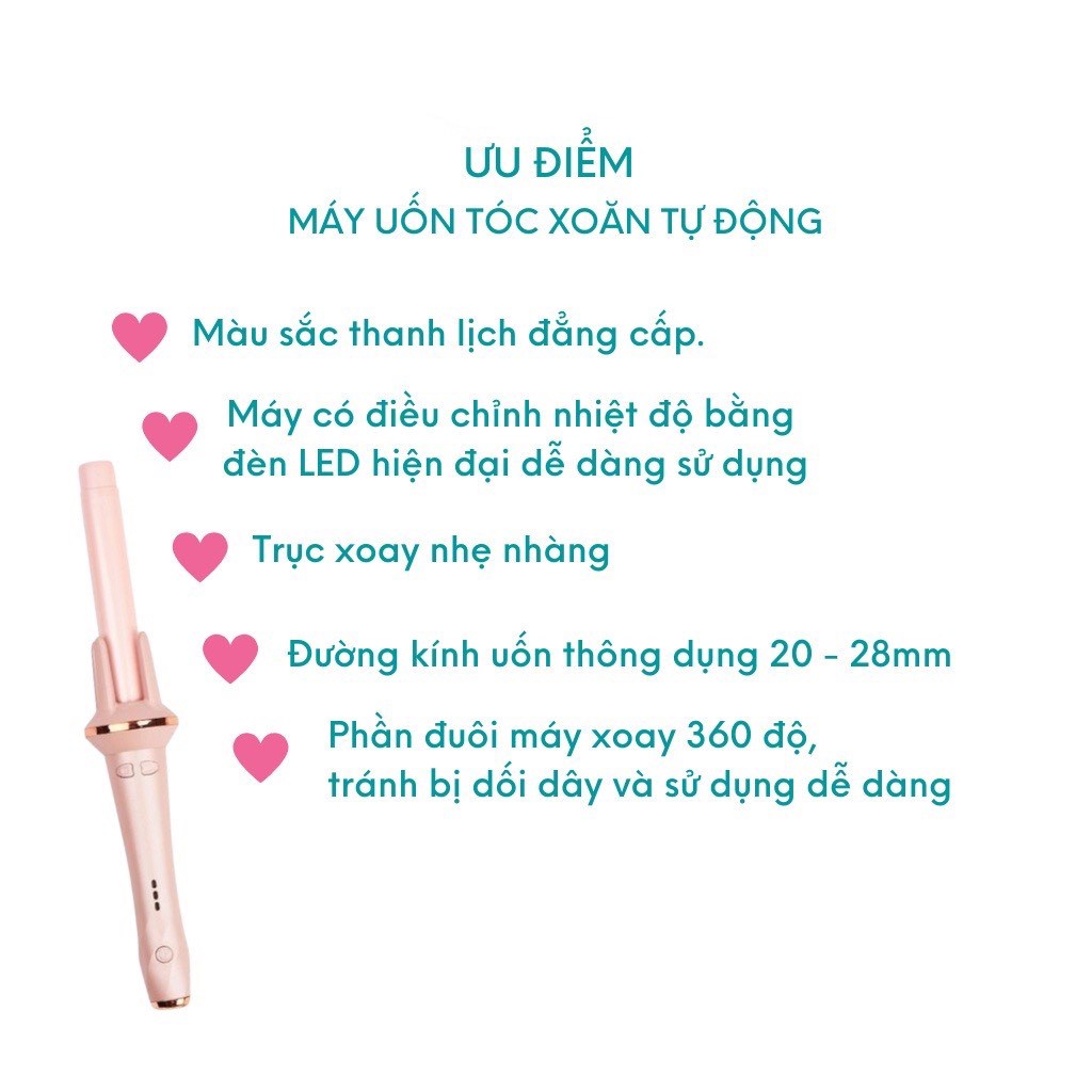 Máy uốn tóc xoăn tự động size 28 chất liệu gốm sứ không làm hại tóc - MÁY UỐN XN-388 HỒNG