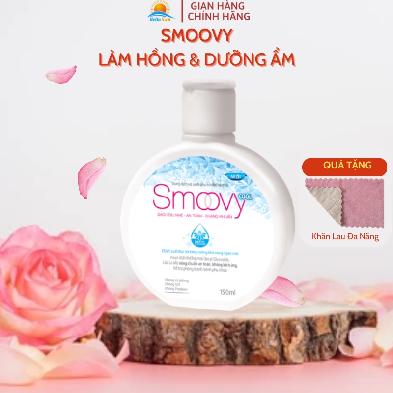 Dung dịch vệ sinh phụ nữ Smoovy làm hồng vùng kín dưỡng ẩm khử mùi, gel nước phụ khoa cho phụ nữ nam giới 150m