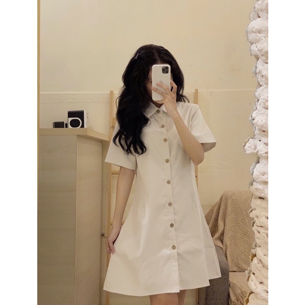 Đầm cổ sơ mi cài cúc dáng xoè - D240
