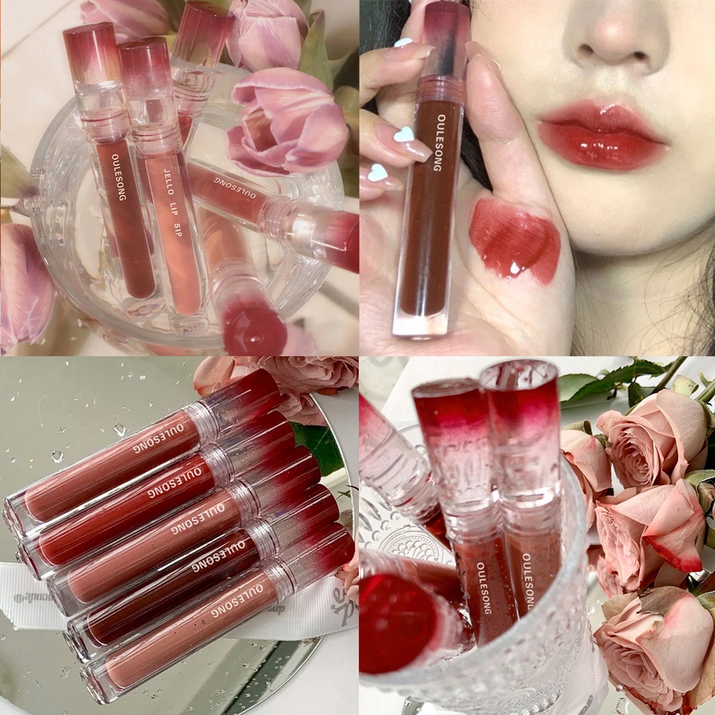 Son bóng OULESONG Cotremyp tông màu nude mềm mại chống thấm nước dùng trang điểm