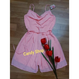 Jumpsuit voan 2 dây cổ đỗ cột nơ eo siêu xinh