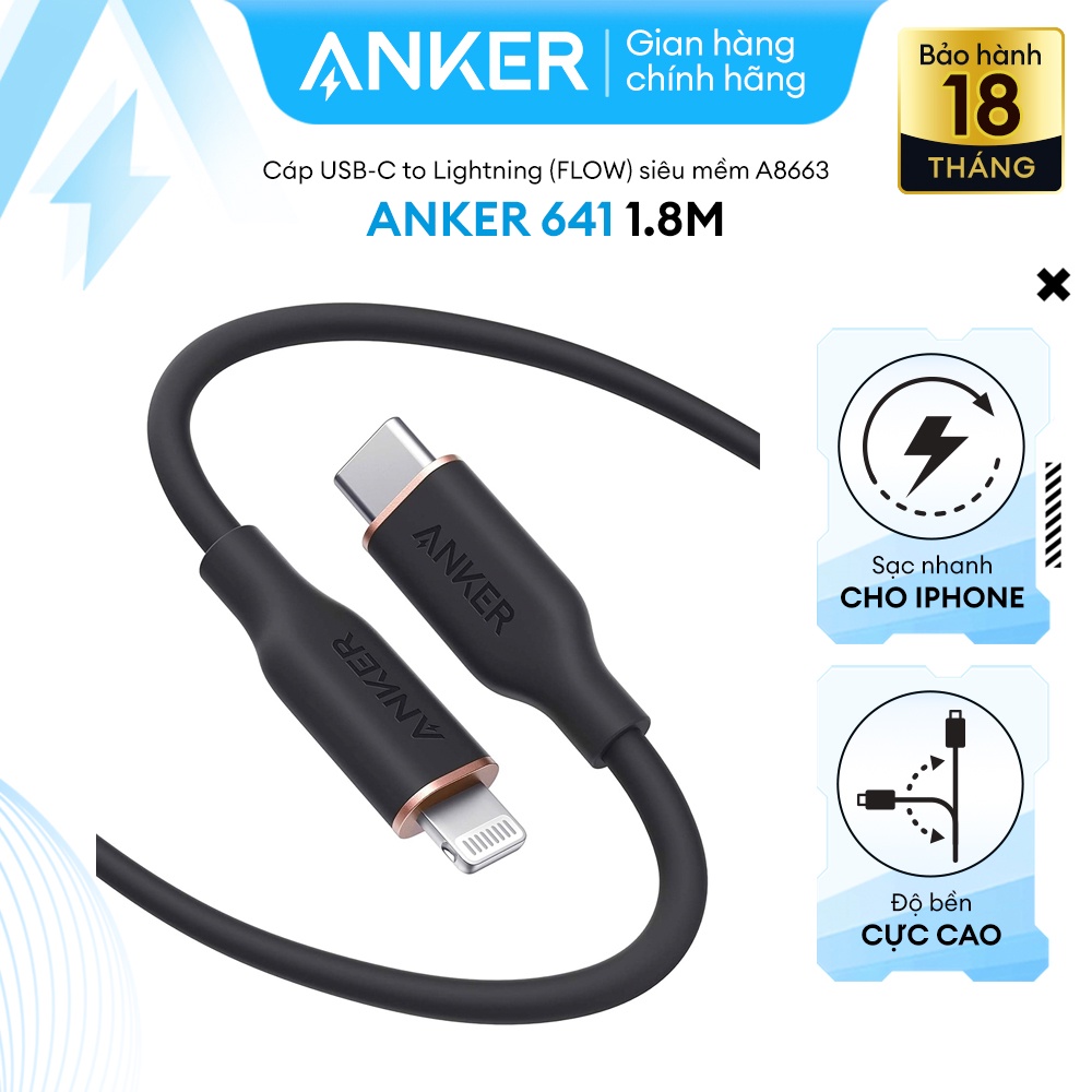 Cáp Sạc ANKER Powerline III Flow USB-C To LIGHTNING - Dài 1.8M - A8663