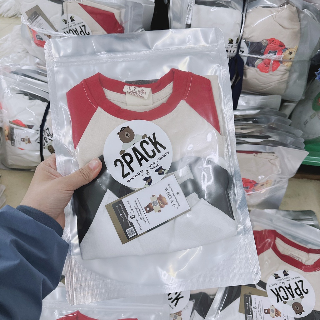 SÉT 2 ÁO COTTON IN GẤU BÉ GÁI, TRAI