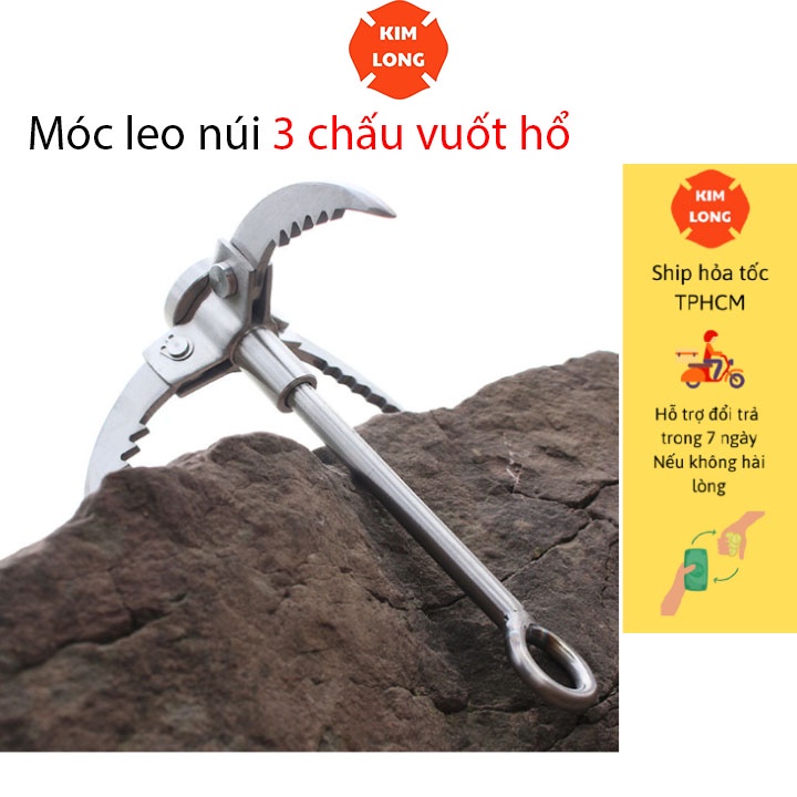 Móc Leo Núi Vuốt Hổ 3 Chấu Càng Răng Cưa Bấm Chắc Cứu Hộ Giải Cứu Khẩn Cấp Chất Liệu Thép Chịu Tải